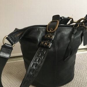 Coach Vintage 11423 Bleecker Tattersall Large Duffel Leather Shoulder Bag